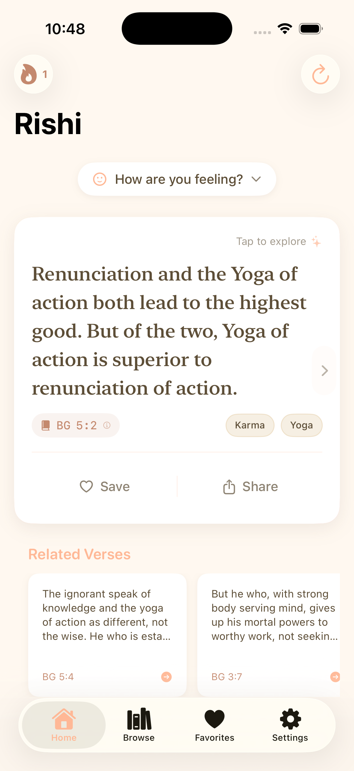Rishi App - Daily wisdom from the Bhagavad Gita